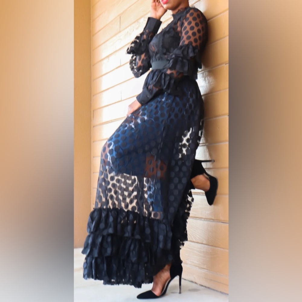 See Me Sheer/Lace Maxi Dress